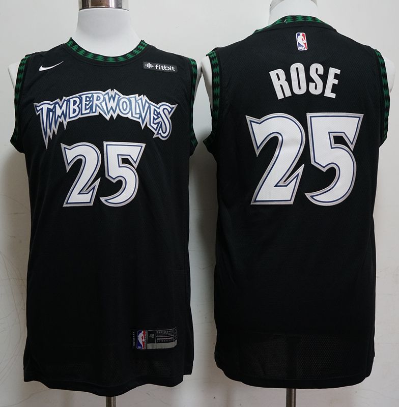 Men Minnesota Timberwolves #25 Rose Black Nike Game NBA Jerseys